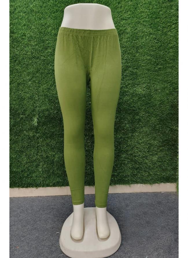 Cotton Forest Green Casual Wear Plain Leggings